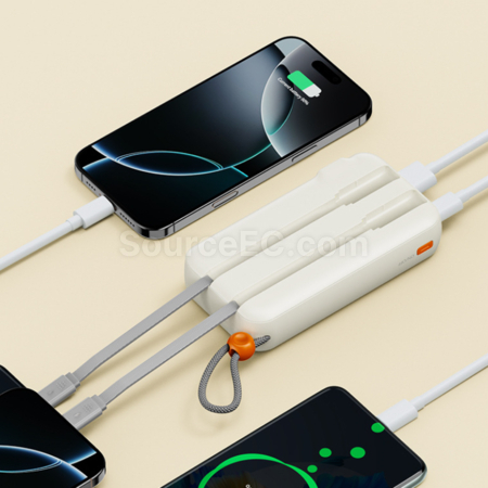 客製化帶線22.5W快充插行動電源-歐英規轉接器禮品