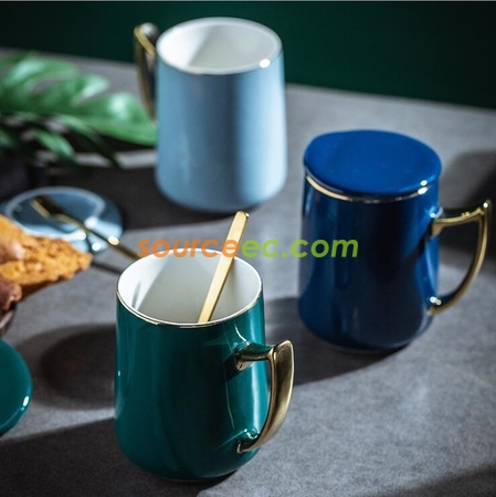客製化350ML馬克杯帶蓋勺禮品